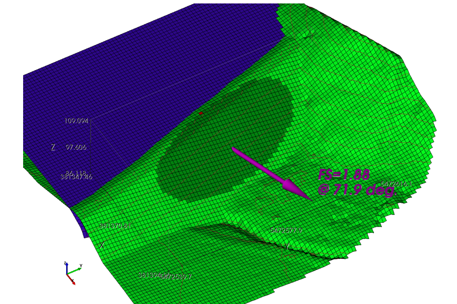 Ellipsoid failure surface using Spencer's Method